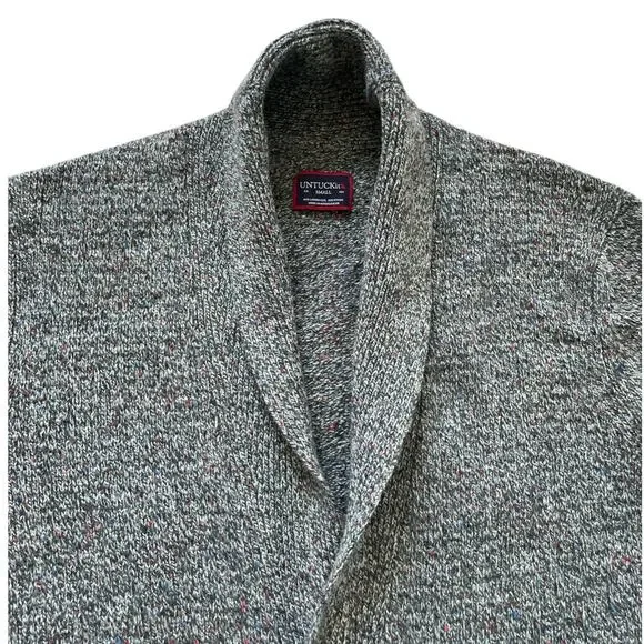 UNTUCKit Emeric Donegal Collared Cardigan Sweater Size S Gray Speckled Grandpa - Picture 5 of 11